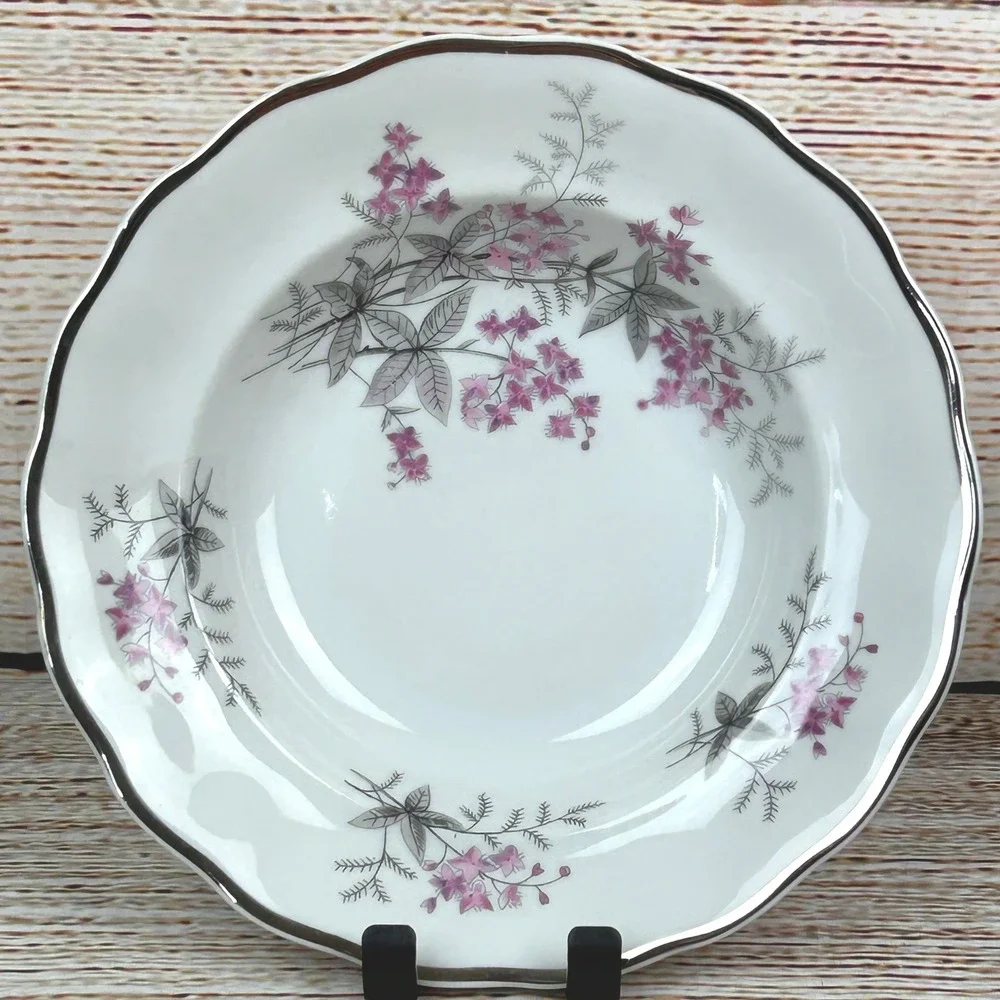 Favolina Karolina Jarolina Poland 3879 Soup Bowl Silver Scalloped‎ Floral 3